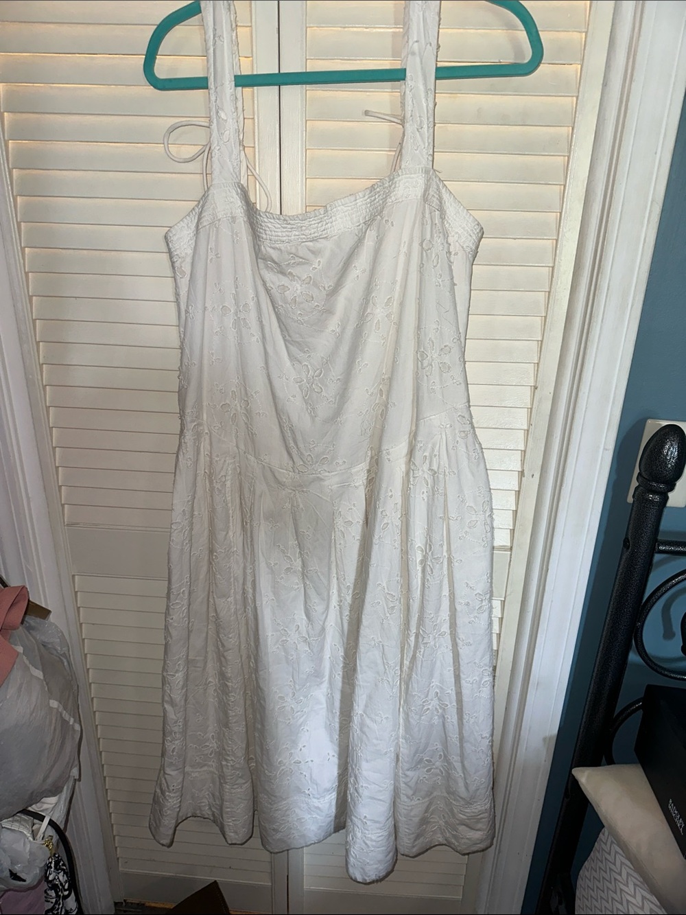 Free People White Embroidered Eyelet Midi Dress